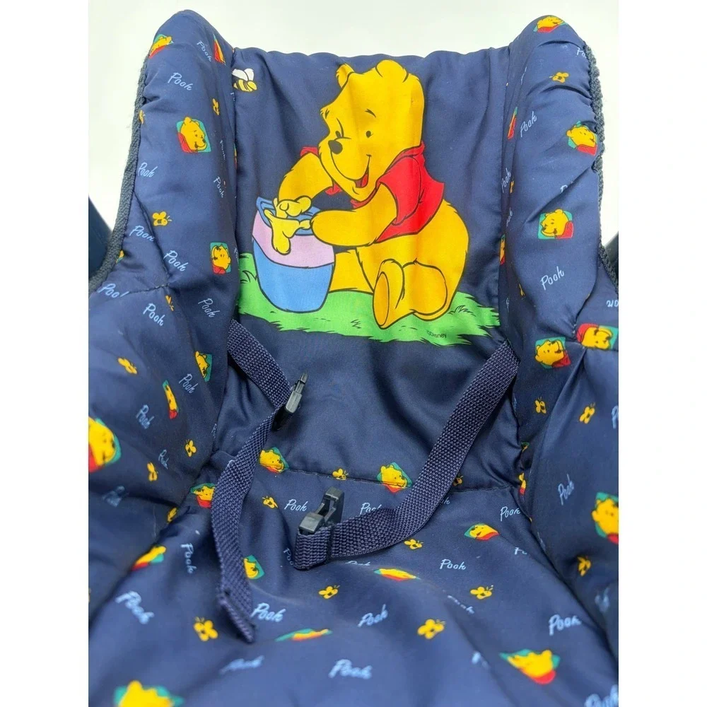 Vintage Disney Winnie‎ the Pooh Doll Car Seat Carrier Kids OS Navy Blue Toy